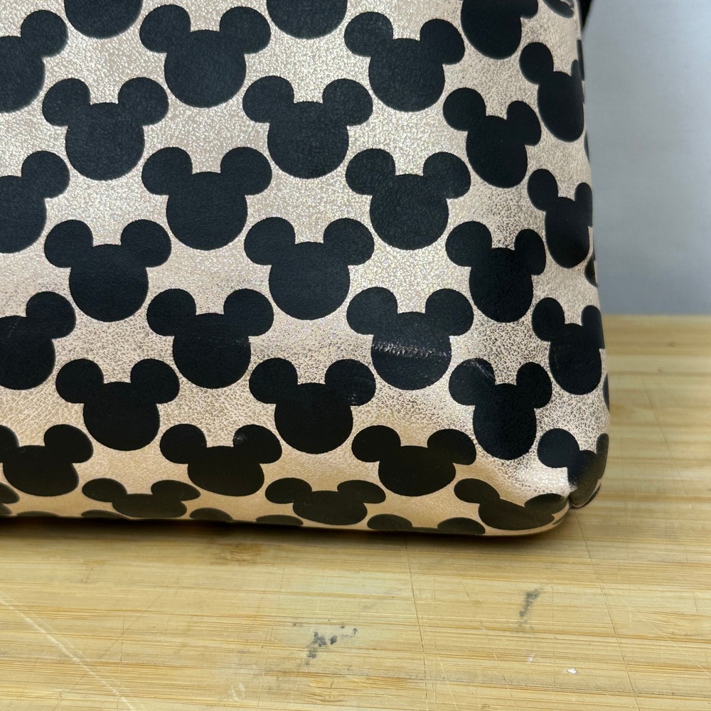 Disney Mickey Mouse Crossbody Bag Rose Gold Metallic Triple Zip Small Purse - Picture 5 of 12